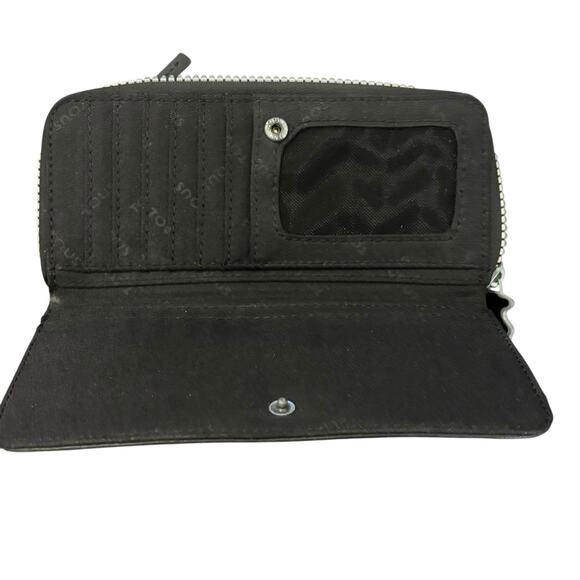Tous Women's‎ Long Nylon Black Credit Card Cash Bifold Zip Wallet - Picture 16 of 16